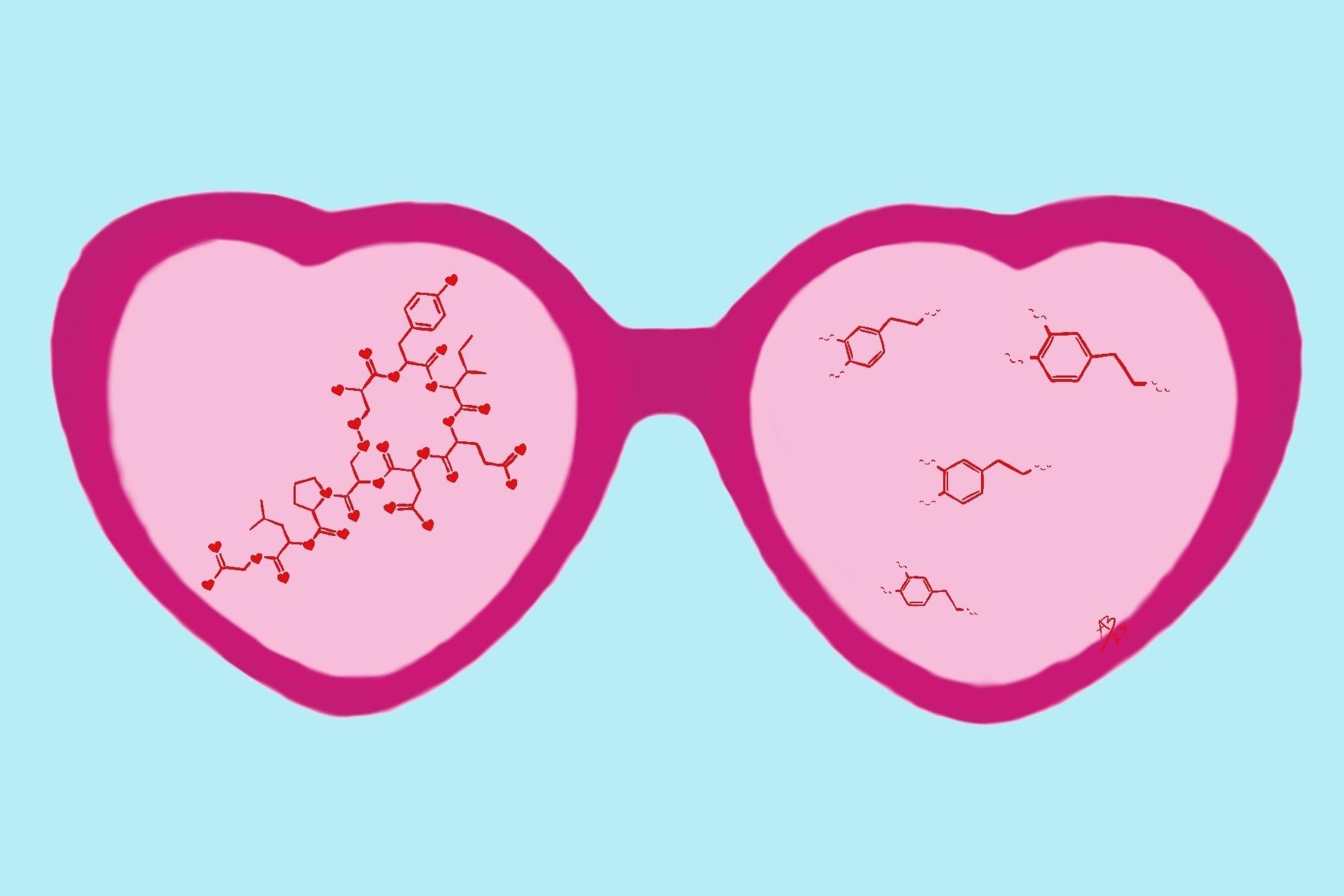 Illustration einer rosaroten Brille