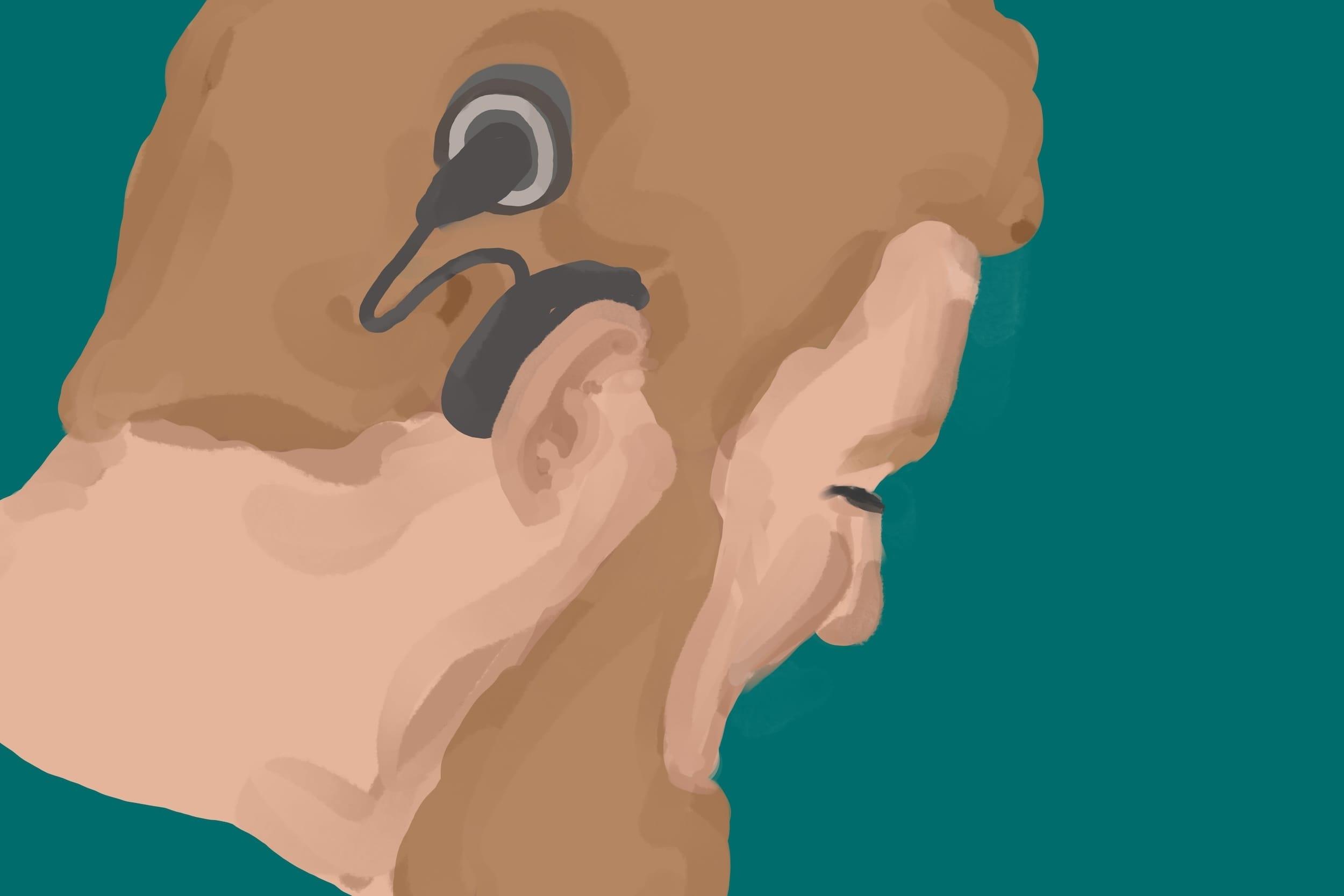 Illustration eines Mannes mit Hörgerät