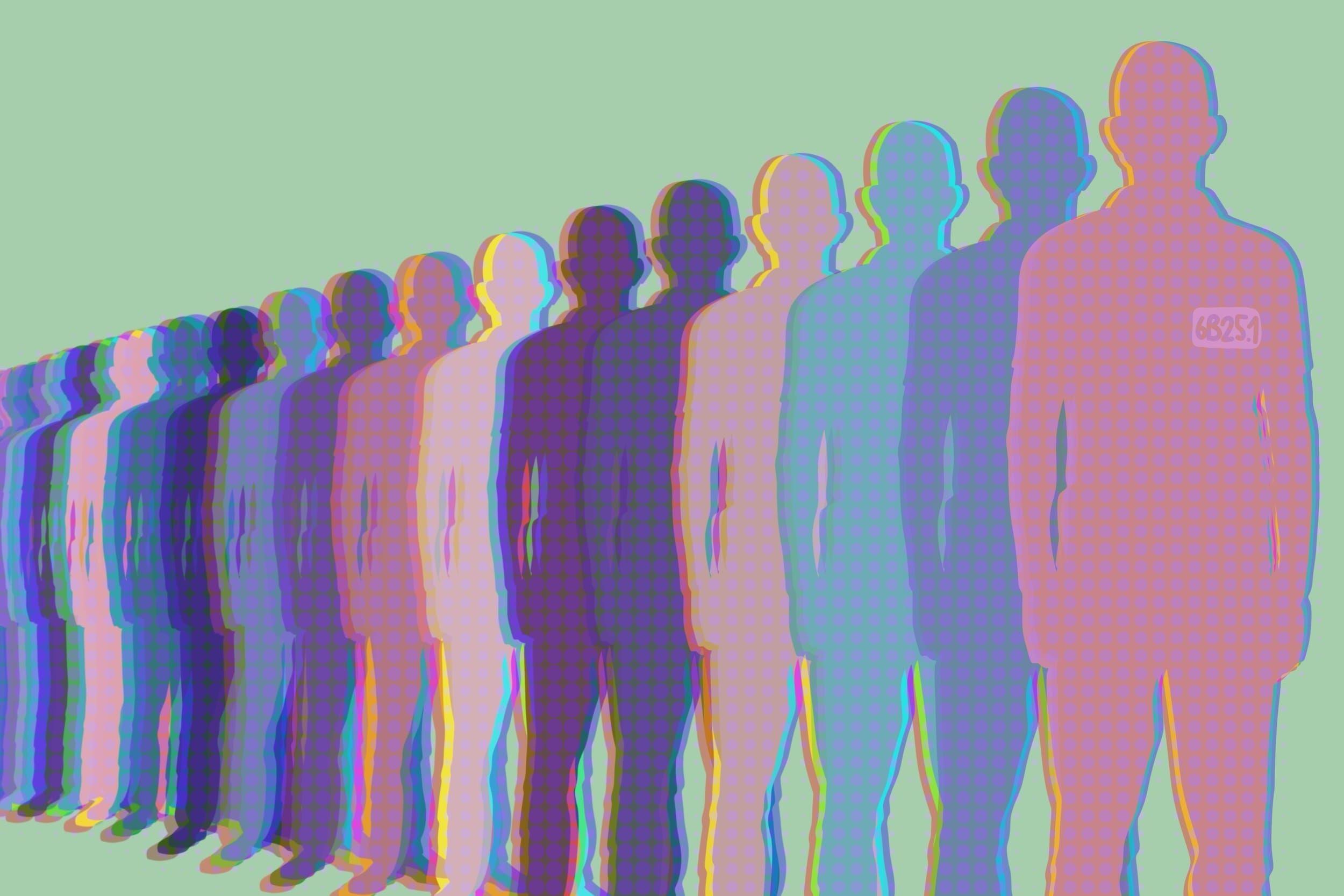 Illustration einer Reiher Personen in pixel-Optik